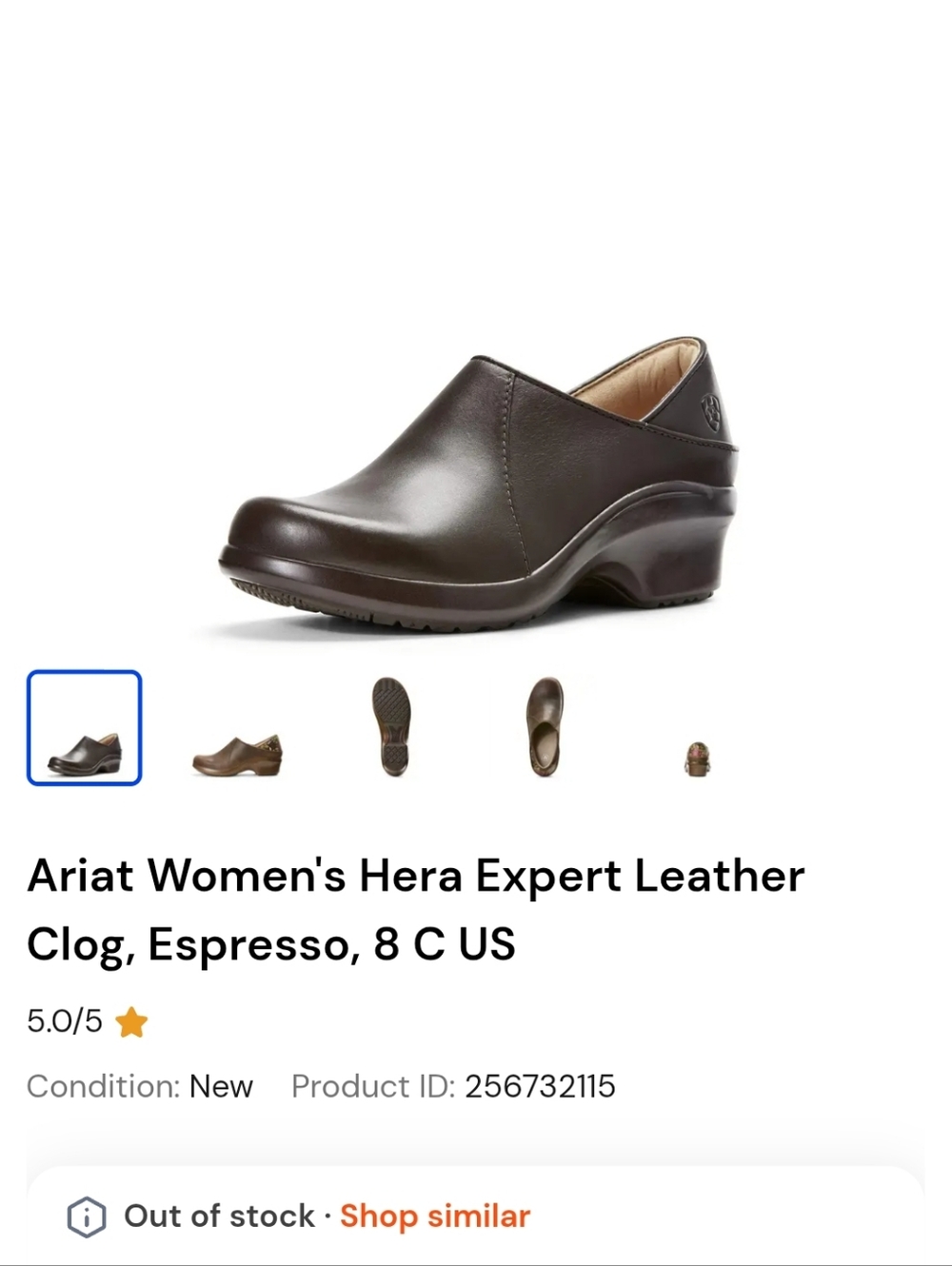 Ariat Work Hera Expert Brown Leather Clogs Size EU39/ US 8.5